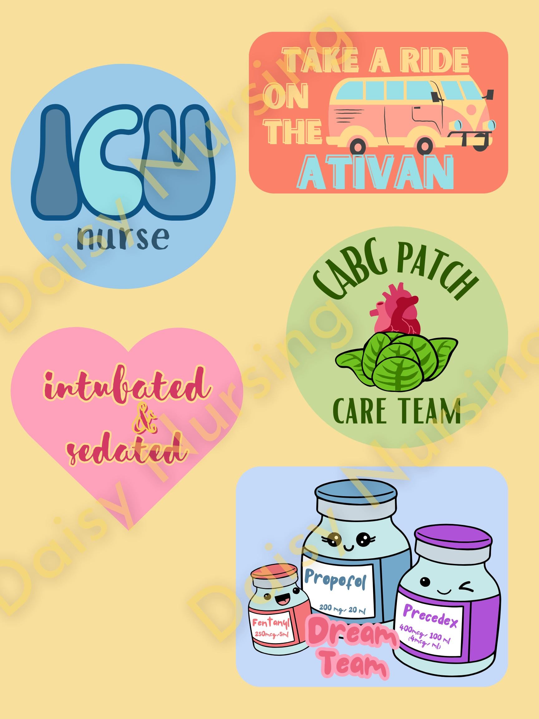 ICU Nurse Vinyl Sticker Pack | Nurse Stickers
