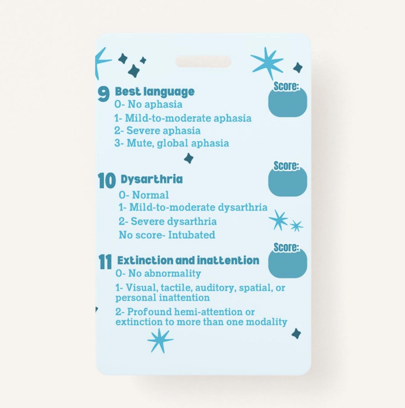 NIH Stroke Scale (NIHSS) Badge Buddy | Nursing Badge Buddies