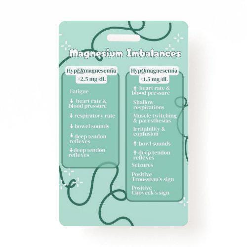 Electrolyte Imbalances & Relationships Badge Buddy | Nursing Badge Buddies