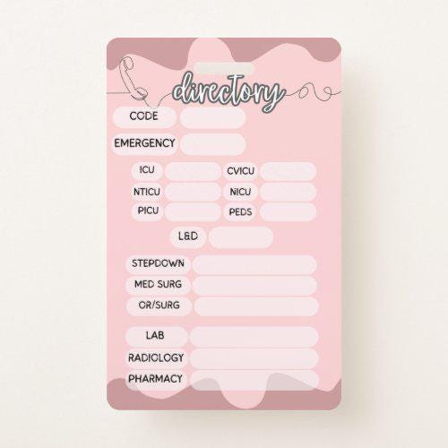 Lab Draws & Directory Badge Buddy | Order of Lab Draws and Hospital Directory