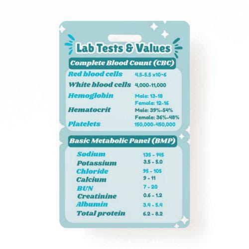 Lab Tests & Values Badge Buddy | Nursing Badge Buddies