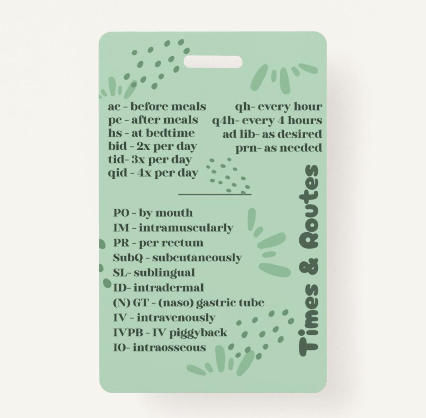 Dosage Conversions, Times, & Routes Badge Buddy | Nursing Badge Buddy