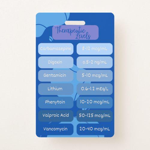 Antidotes & Therapeutic Levels Badge Buddy | Common Medications