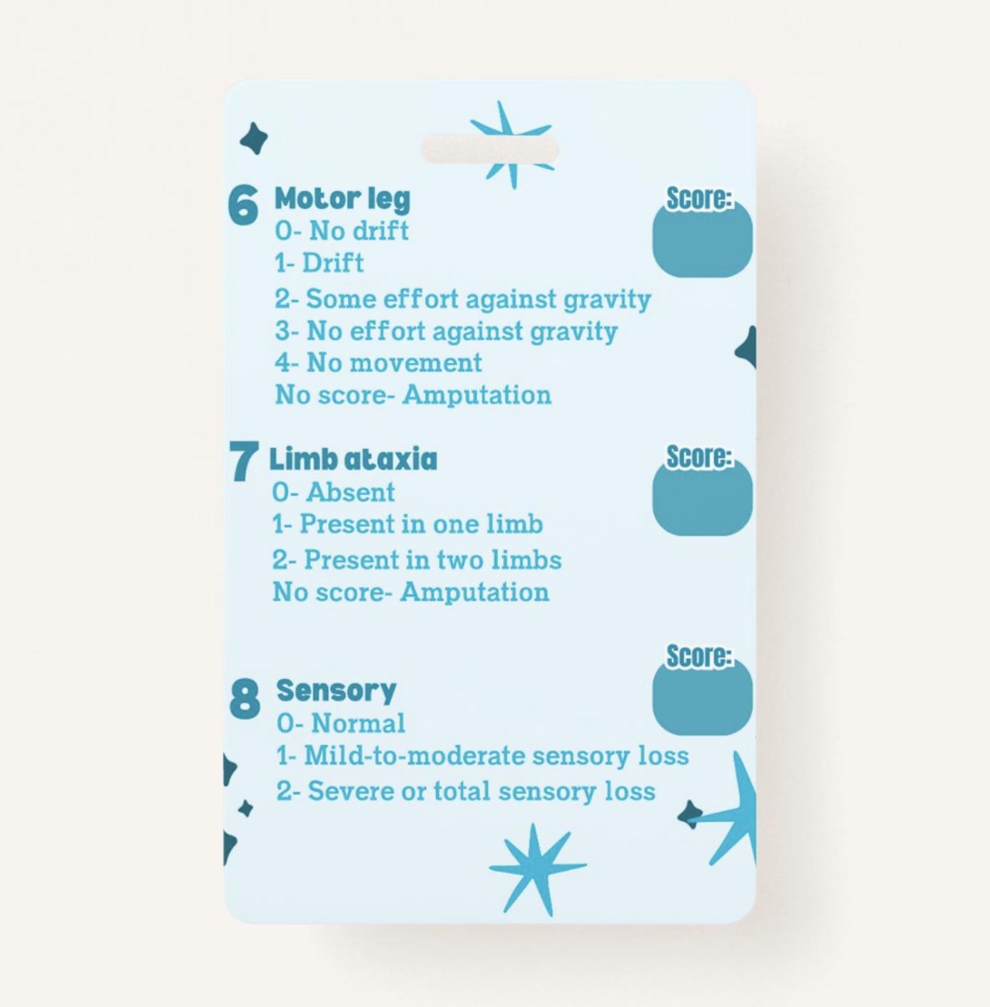 NIH Stroke Scale (NIHSS) Badge Buddy | Nursing Badge Buddies