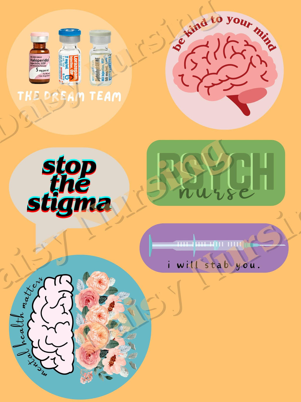 Psych Nurse Sticker Pack | Nursing Stickers